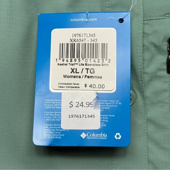 NEW Columbia Kestrel Trail Lite Sleeveless Shirt Womens XL Sea Green MSRP $40 - Picture 9 of 9